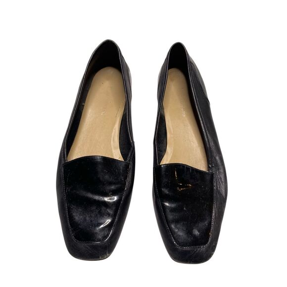 Enzo Angiolini Black Leather Square Toe Loafers Flats Size 9.5M Office Business - Picture 2 of 9
